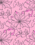 Charming Pink Floral Line Art Rug