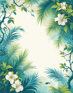 Lush Tropical Palm Leaf Floral Design Rug