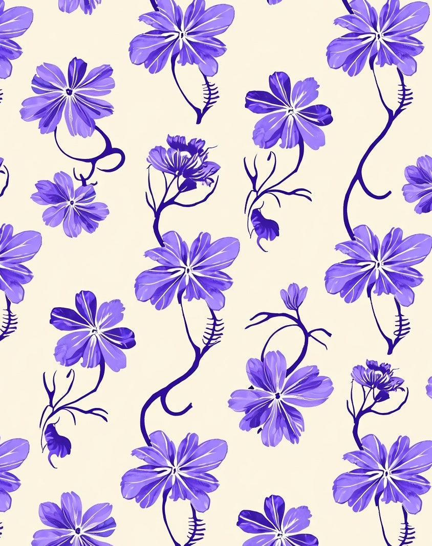 Floral Vine Patterned Fabric Design Rug
