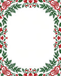 Crimson Green Bordered Floral Frame Rug