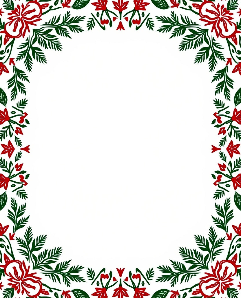 Crimson Green Bordered Floral Frame Rug