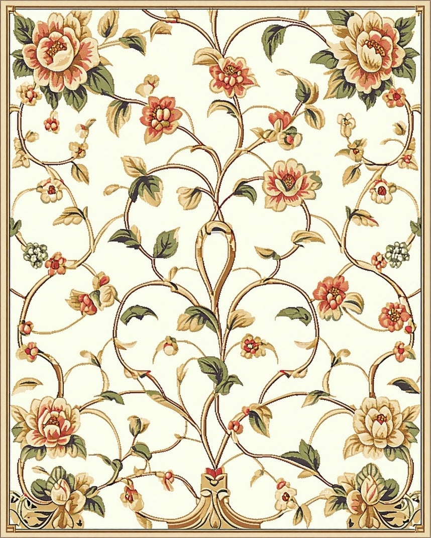 Classic Floral Vine Pattern Rug