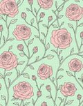 Pink Rose Vine Pattern Rug