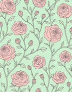 Pink Rose Vine Pattern Rug