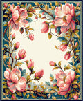 Vintage Floral Pink Blossom Border Rug