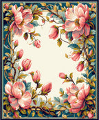 Vintage Floral Pink Blossom Border Rug