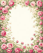 Vintage Pink Rose Floral Pattern Rug