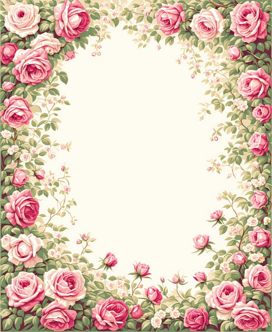 Vintage Pink Rose Floral Pattern Rug