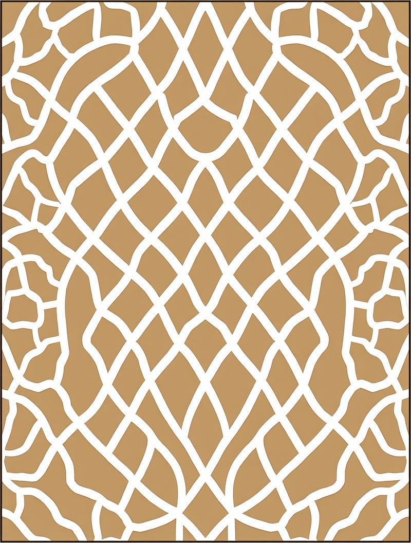 Woven Lattice Brown White Abstract Design Rug
