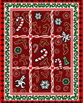 Festive Red Gingerbread Candy Cane Snowflakes Rug