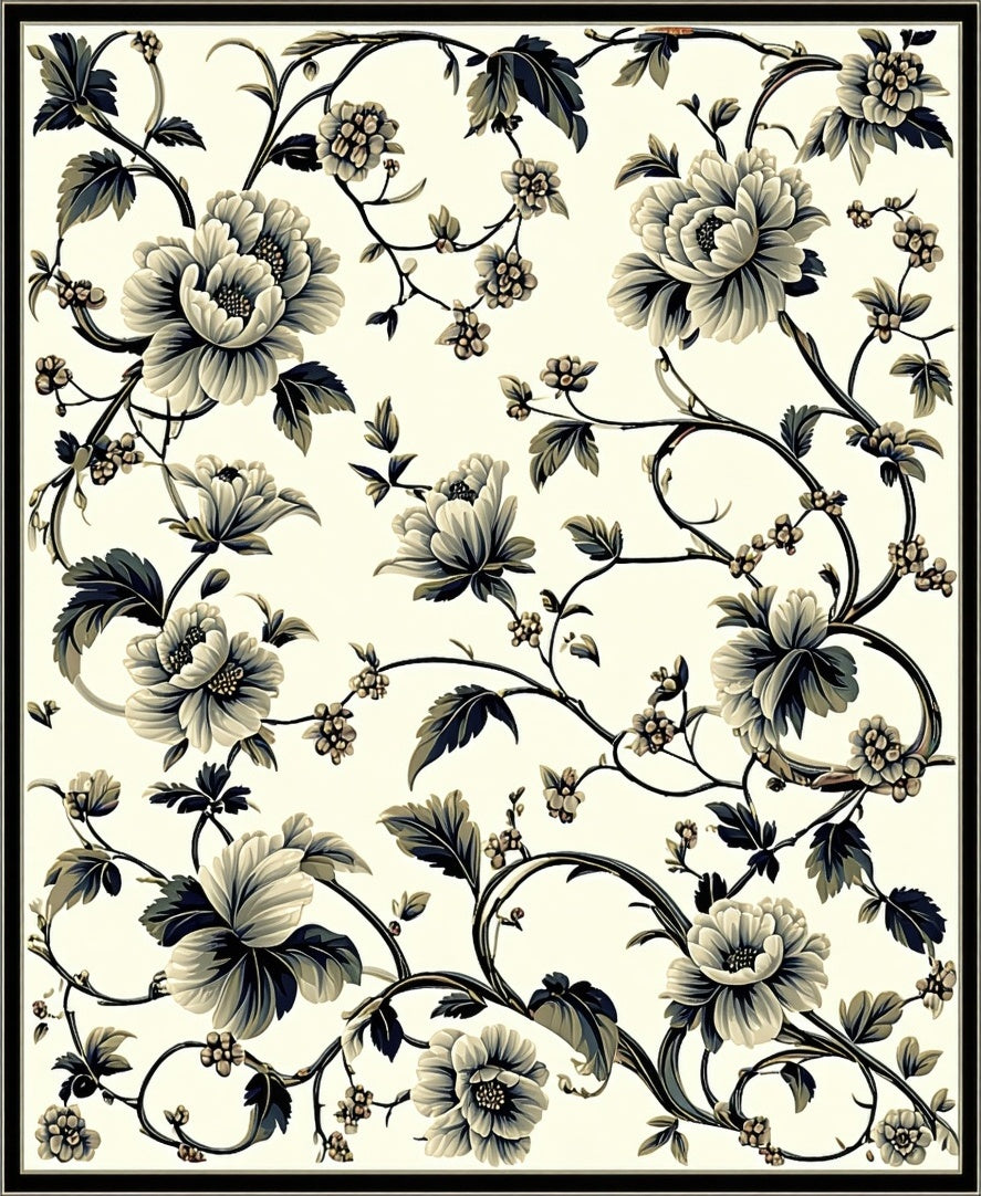 Classic Floral Vine Pattern Rug