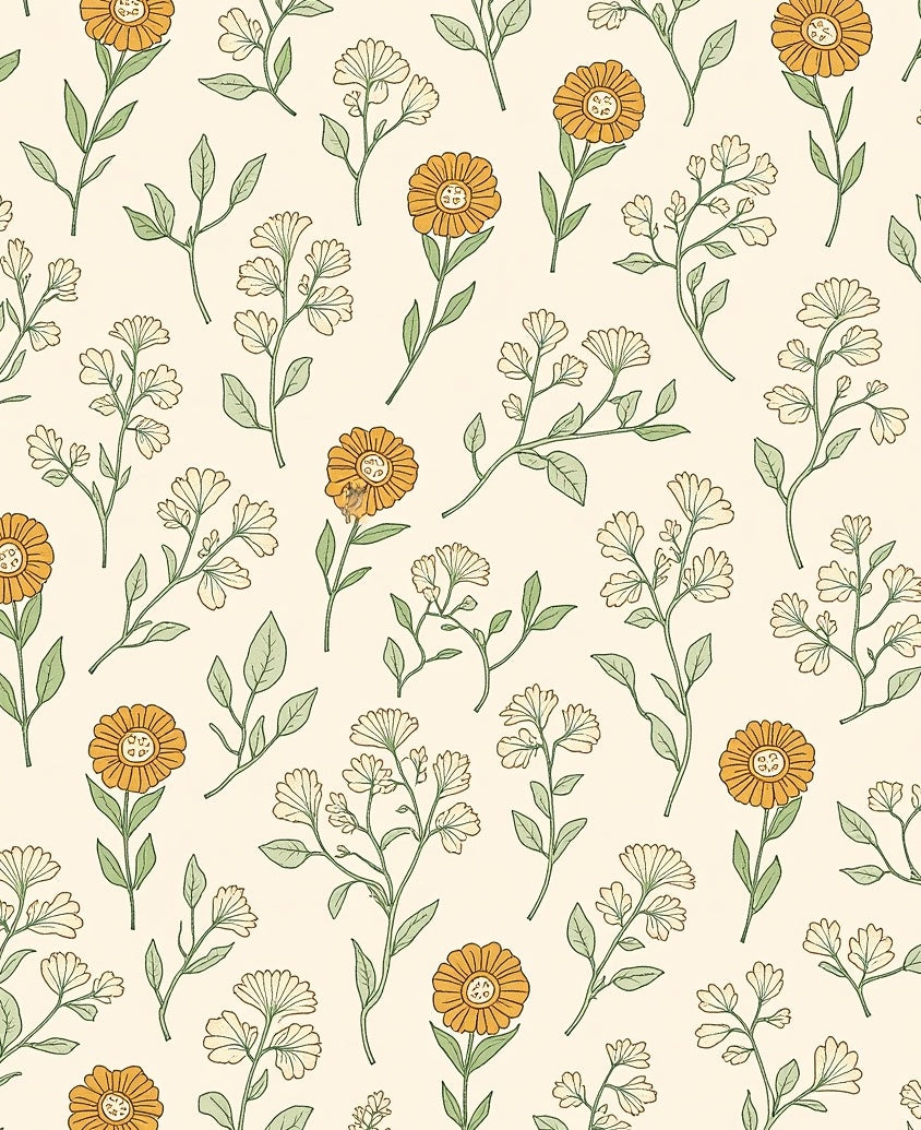 Whimsical Botanical Garden Floral Pattern Rug