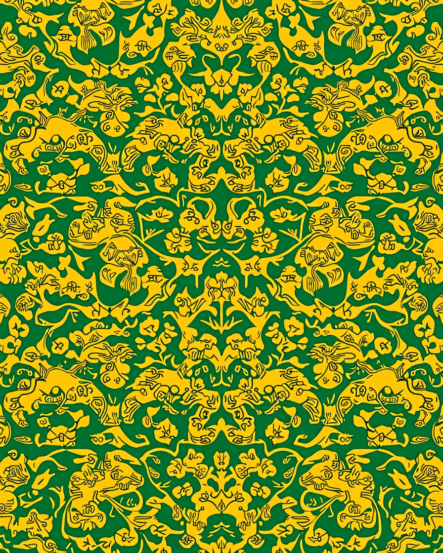 Intricate Floral Animal Pattern Rug