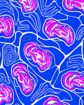 Vibrant Blue Pink Organic Swirl Rug
