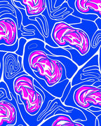 Vibrant Blue Pink Organic Swirl Rug