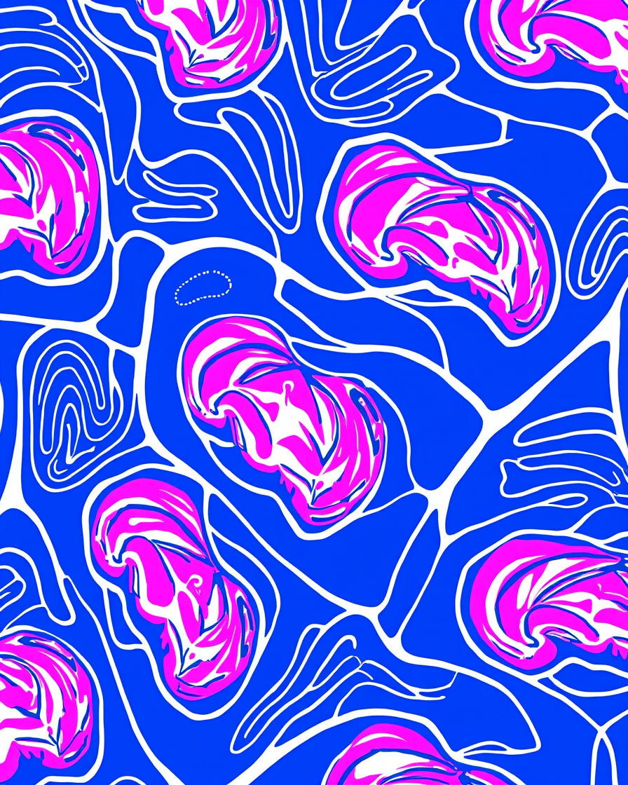 Vibrant Blue Pink Organic Swirl Rug