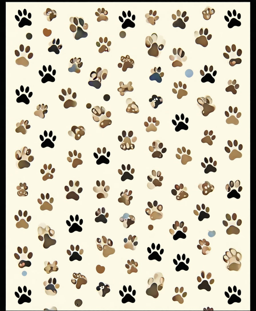 Paw Prints Patterned Neutral Tones Rug