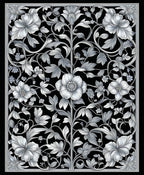 Elegant Black Floral Vine Design Rug