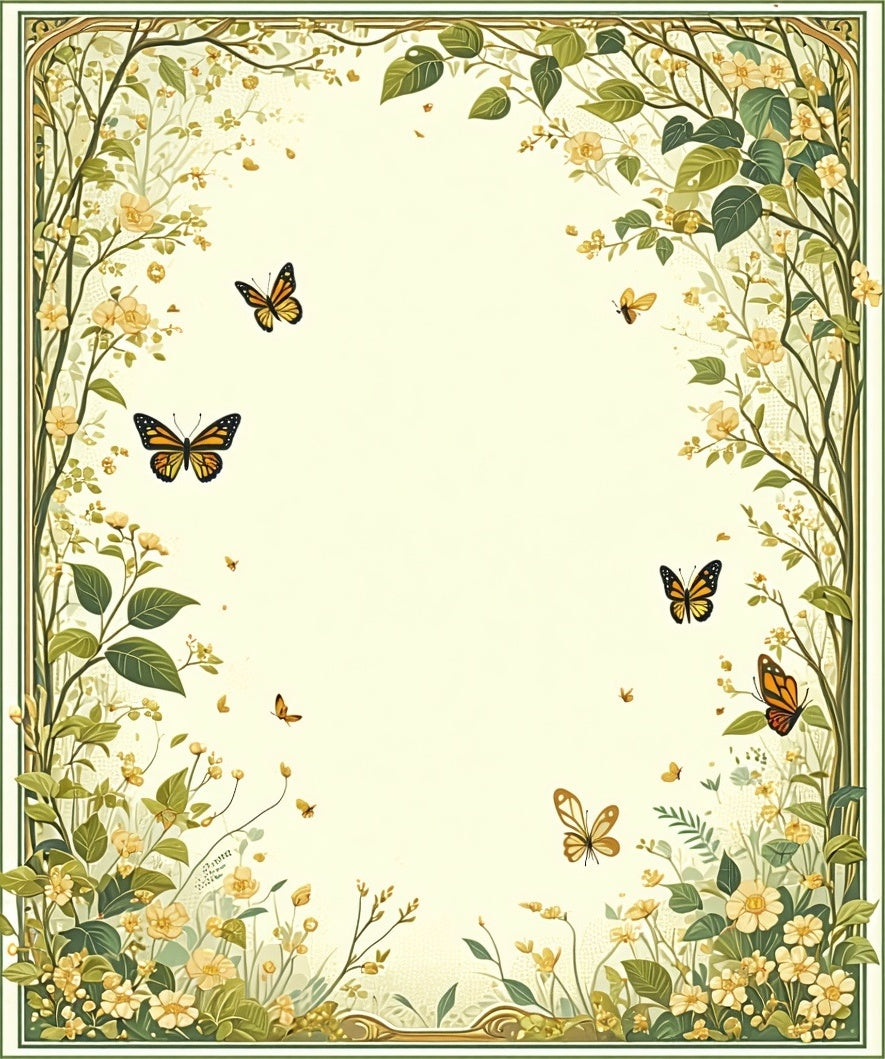 Whimsical Yellow Floral Butterfly Design Rug