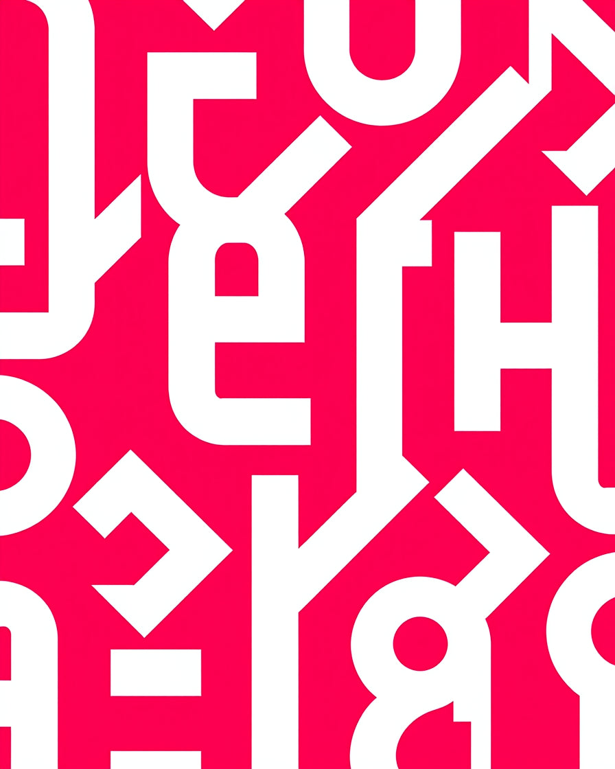 Bold White Alphabetic Pattern Rug