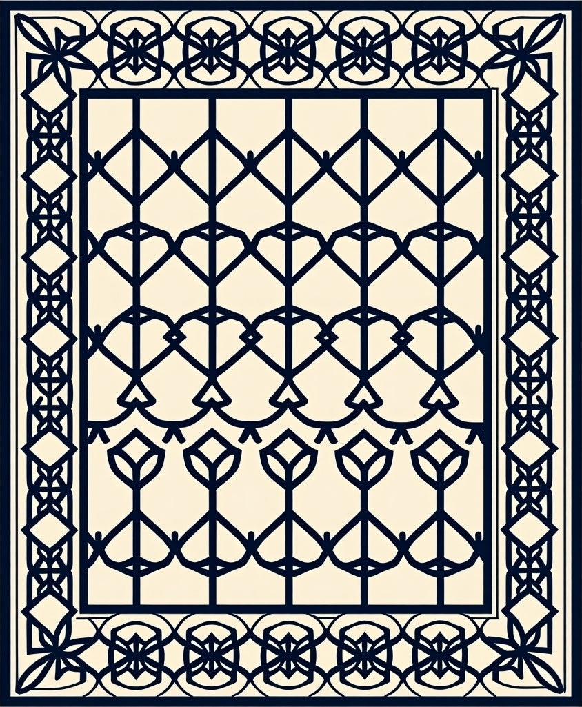 Statement Black Cream Geometric Pattern Rug