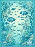 Oceanic Coral Reef Fish Pattern Rug