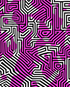 Pink Abstract Geometric Maze Pattern Rug