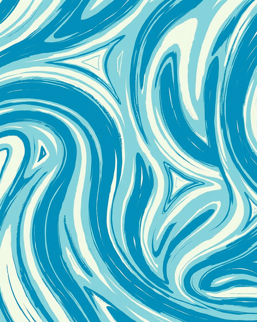 Dynamic Blue Swirl Pattern Design Rug