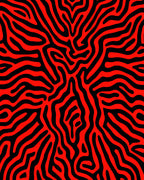Abstract Red Black Organic Lines Rug