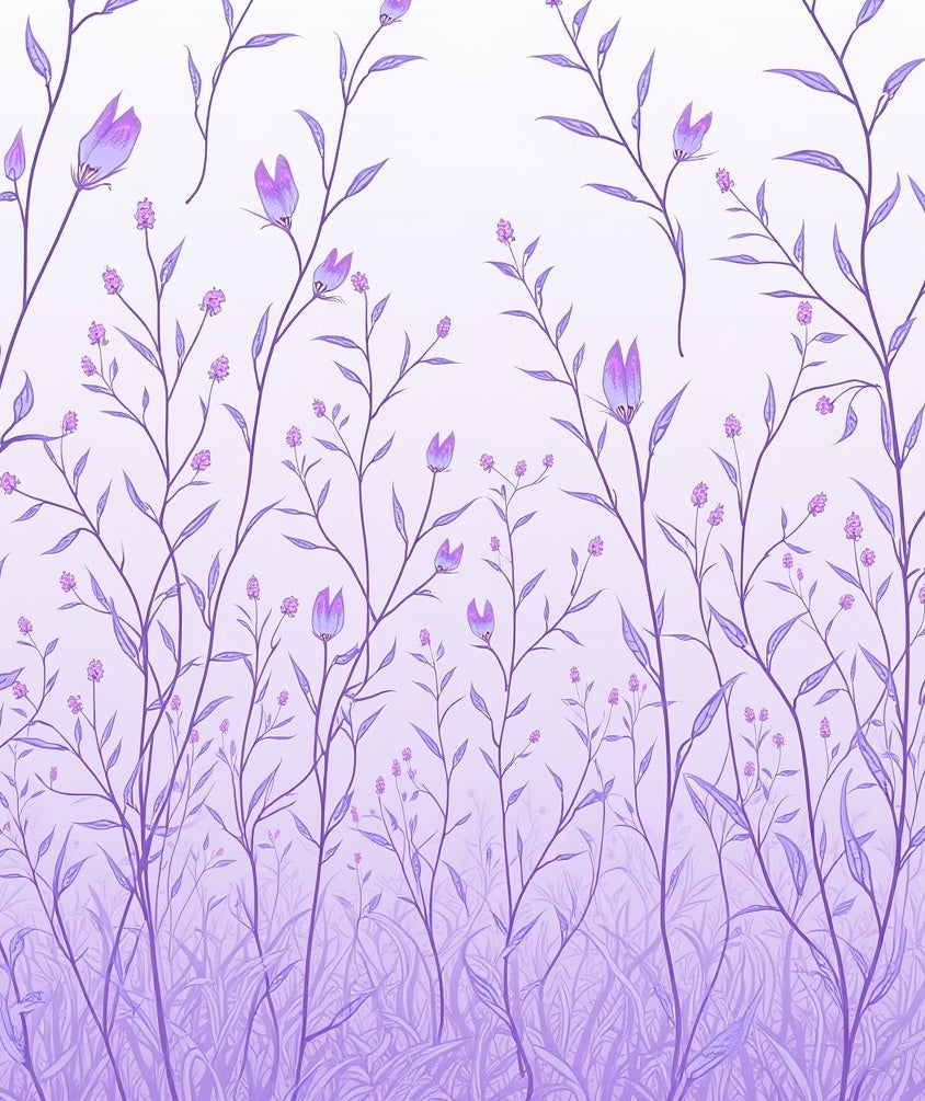 Delicate Purple Floral Meadow Design Rug