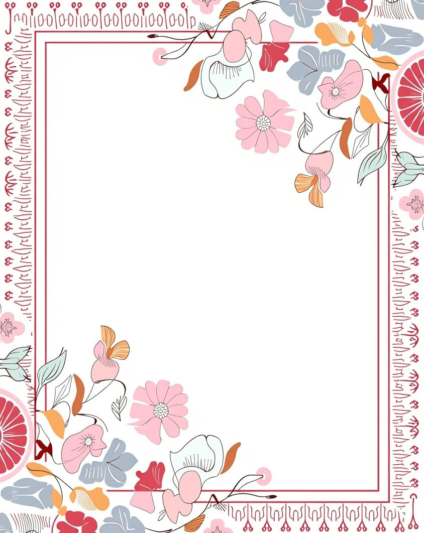 Whimsical Floral Frame Design Rug