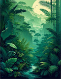 Lush Jungle River Scenic Vista Rug