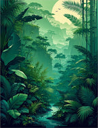 Lush Jungle River Scenic Vista Rug