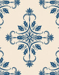 Elegant Blue Floral Damask Pattern Rug