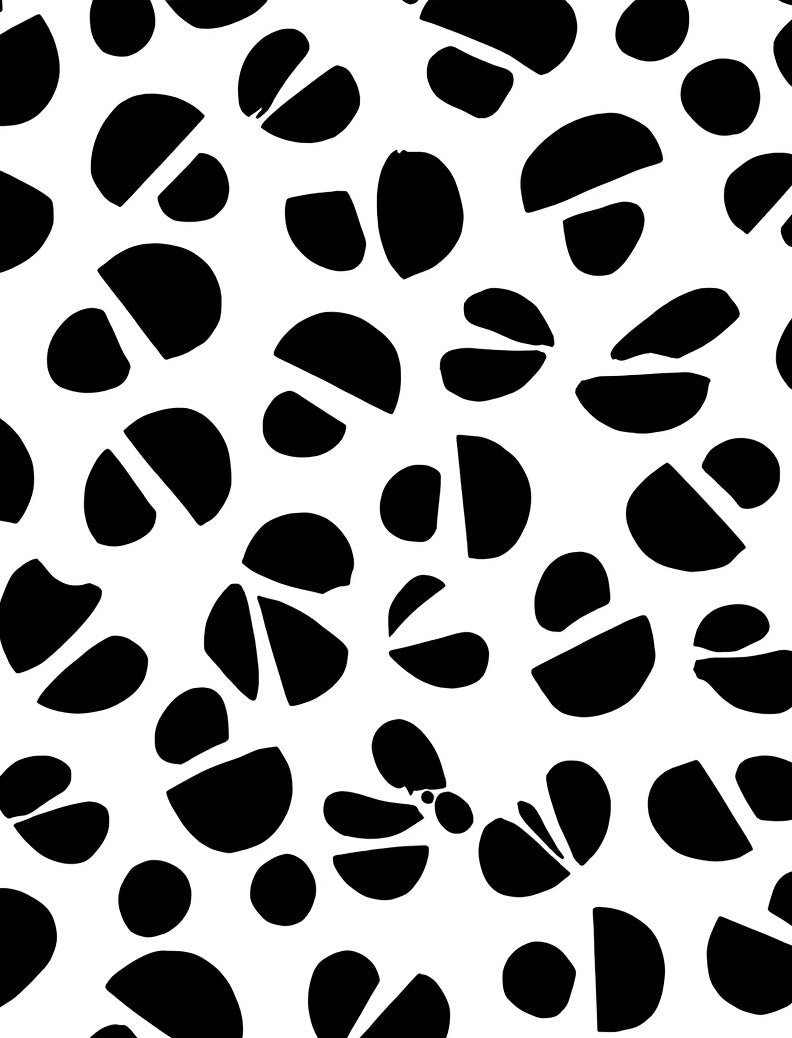 Black White Abstract Organic Shapes Rug