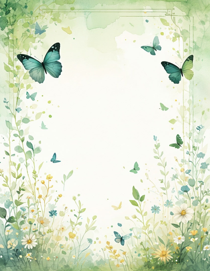 Aqua Butterflies Delicate Floral Meadow Rug