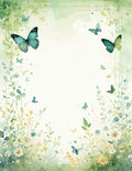 Aqua Butterflies Delicate Floral Meadow Rug
