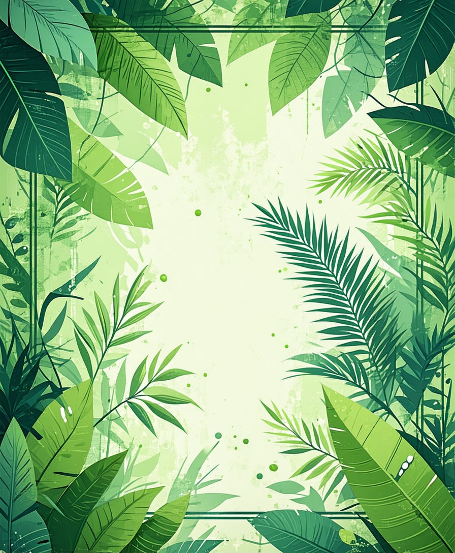 Tropical Leaf Pattern Green Jungle Rug