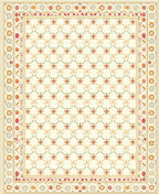 Creamy Beige Floral Lattice Pattern Rug