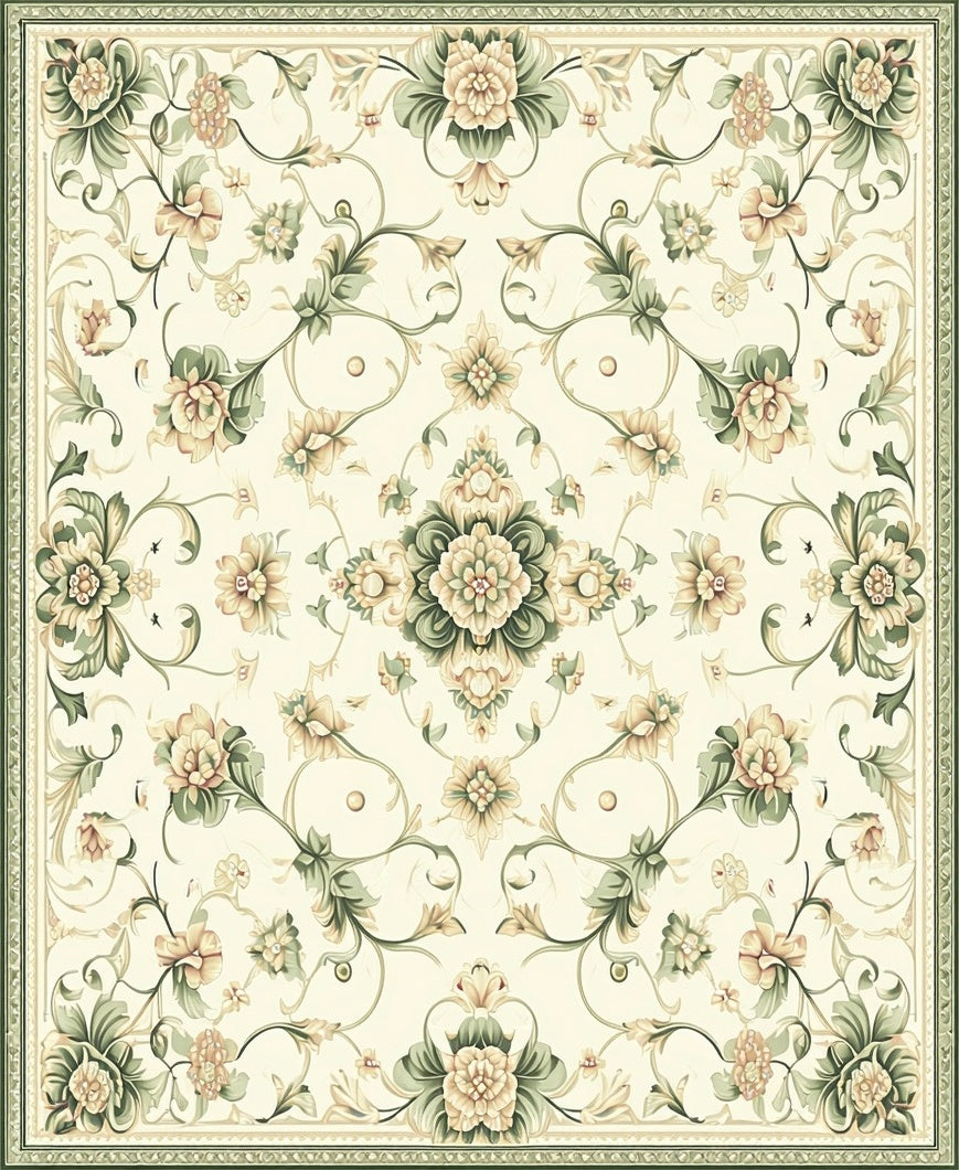 Vintage Floral Leaf Pattern Rug