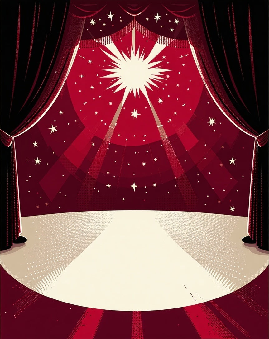 Dramatic Starburst Red Stage Design Rug