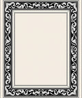 Ornate Black White Flourish Border Rug