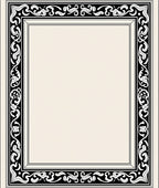 Ornate Black White Flourish Border Rug