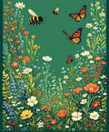 Whimsical Butterflies and Bees Garden Rug
