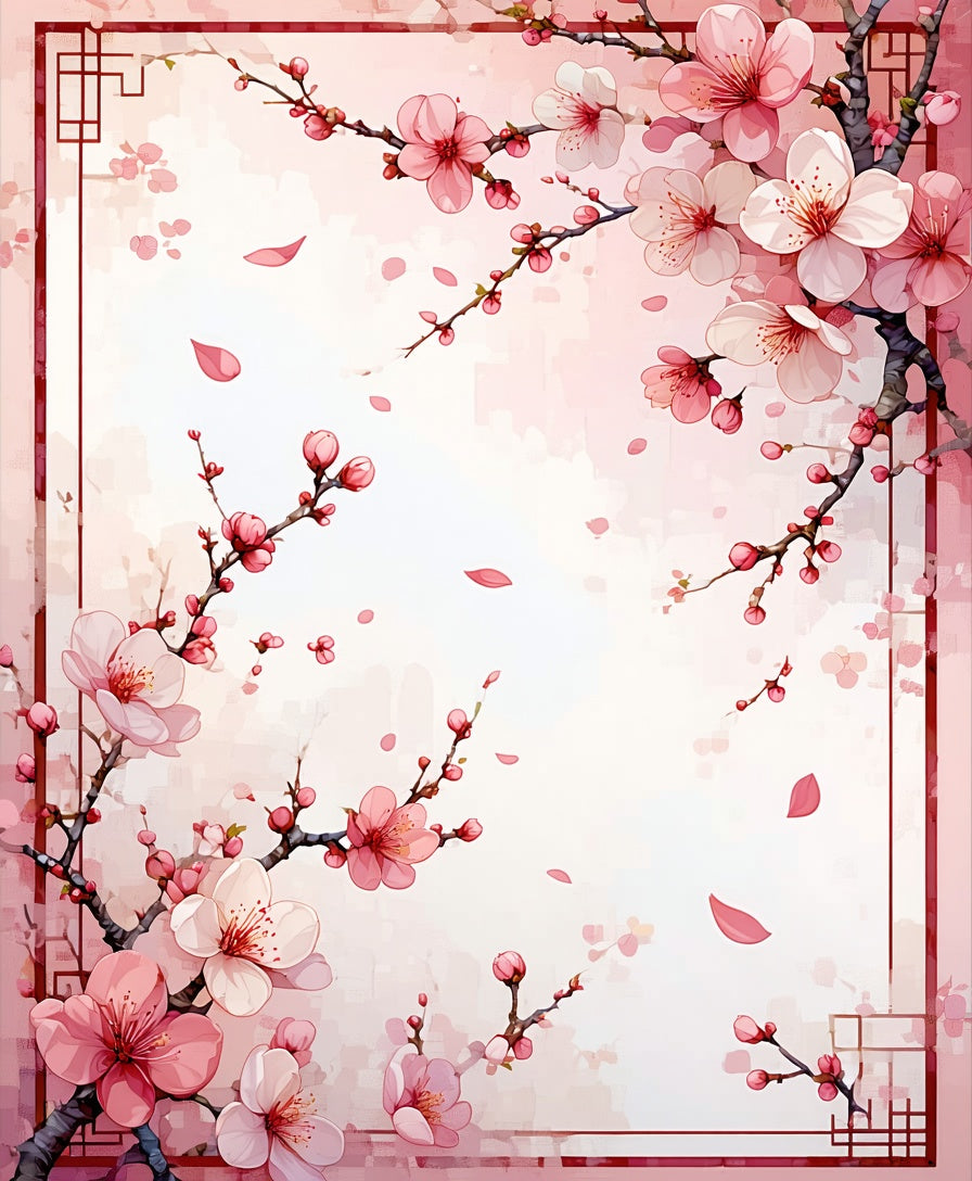 Pink Cherry Blossom Delicate Floral Pattern Rug