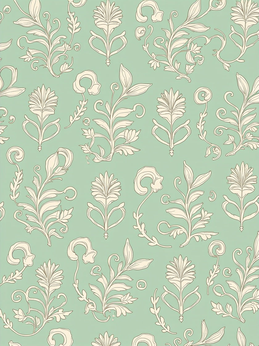Vintage Floral Vine Art Nouveau Design Rug