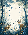 Woodland Deer Bird Scenic Rug