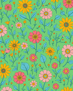 Bright Floral Leaf Pattern Design Rug