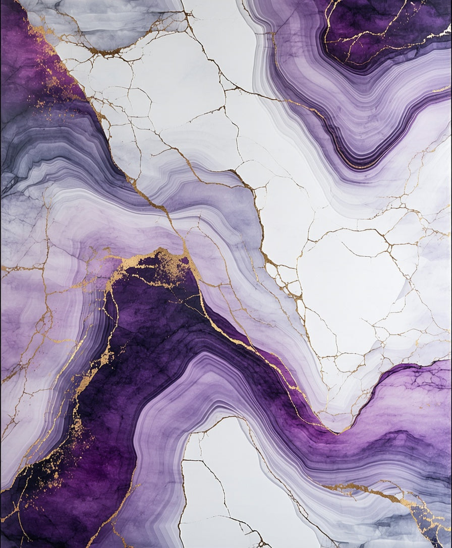 Purple Agate Swirl with Gold Veins Rug
