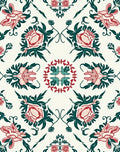 Vintage Floral Pattern Red Teal Rug